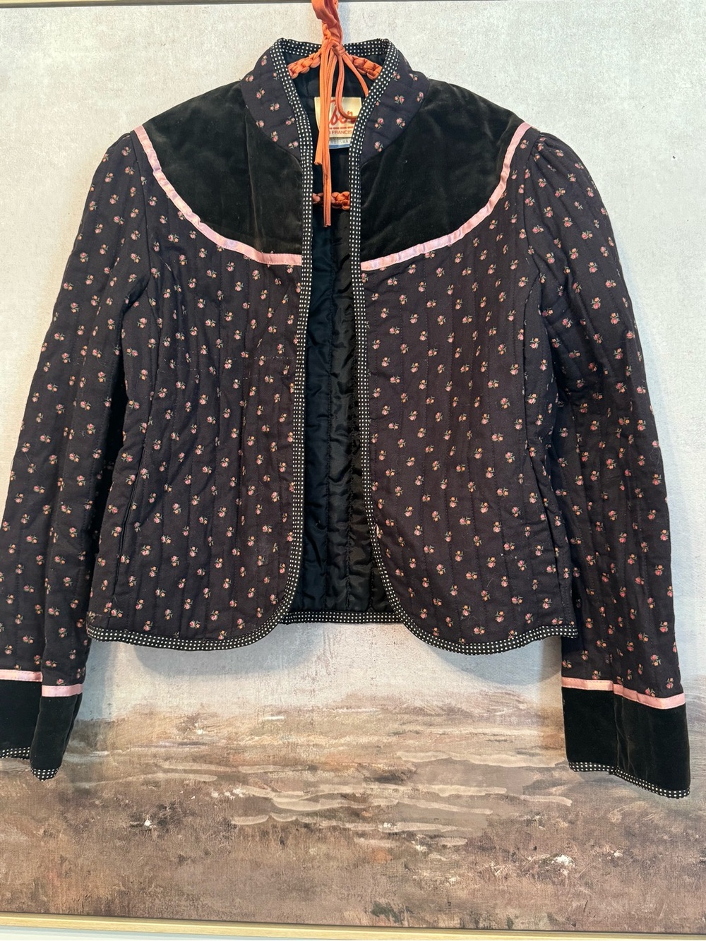 vintage 1970s Eber San Francisco quilted calico jacket Size S - Picture 7 of 14